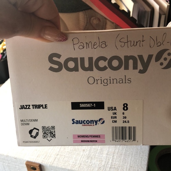 Like new in box Saucony Jazz Triple denim multi grey and burgundy sneaker 8 - Picture 7 of 9